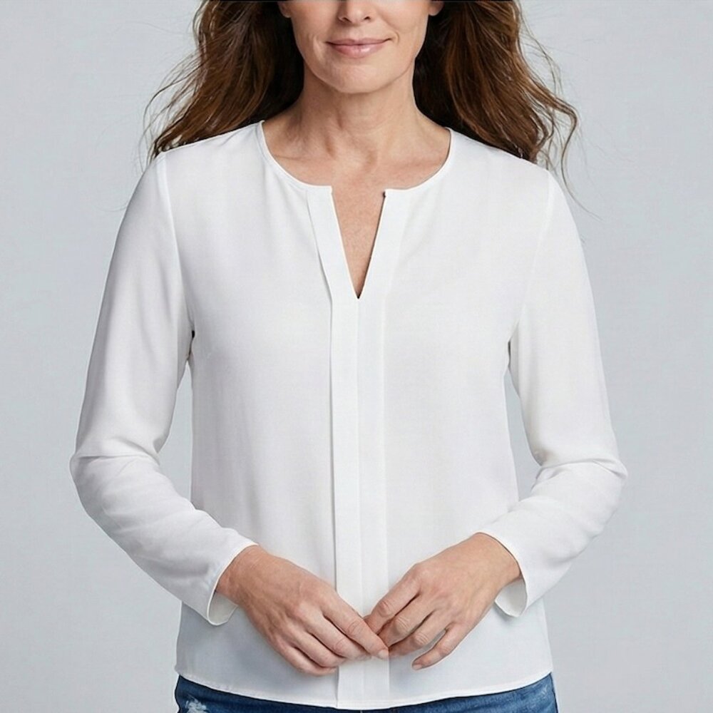 Round Neck White Blouse